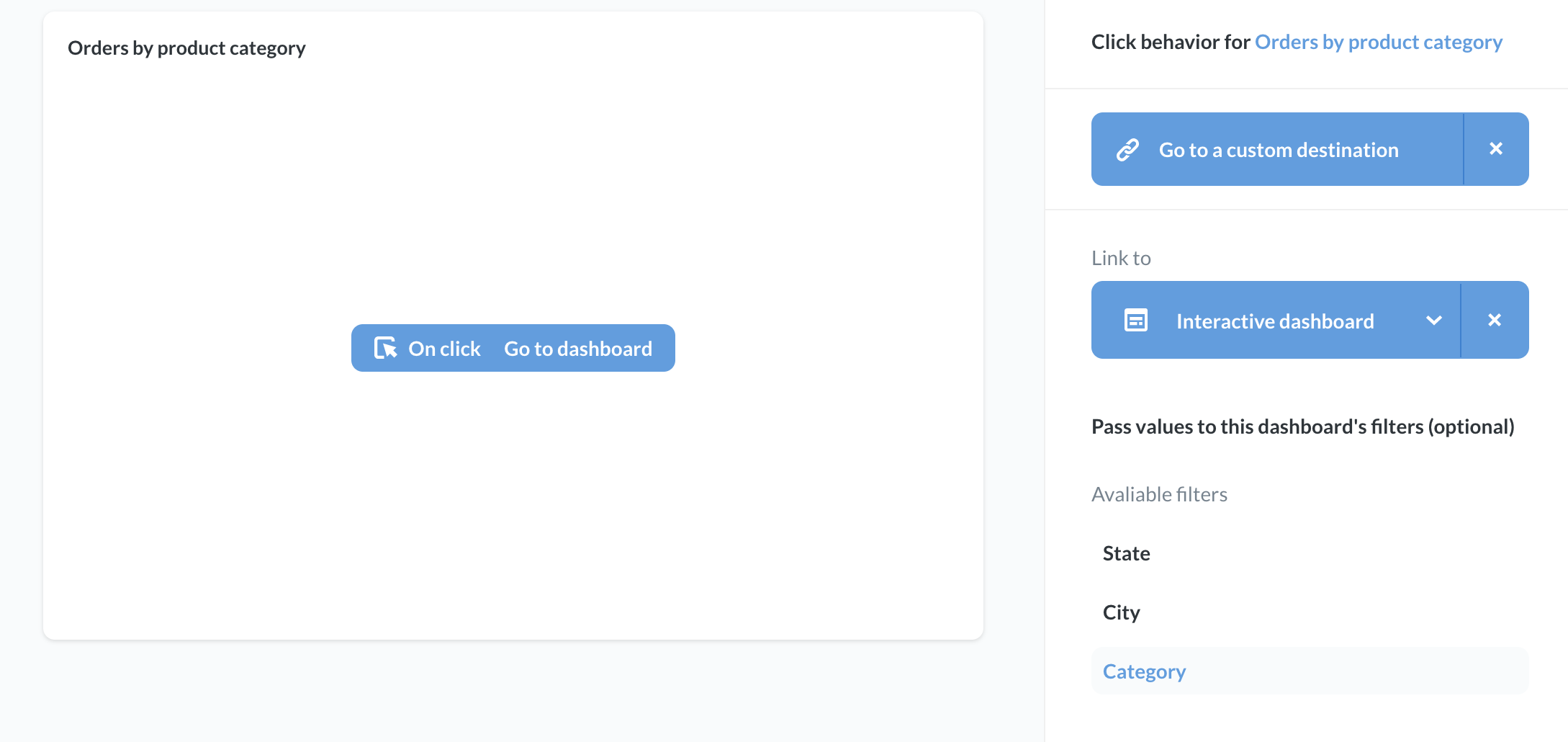 Pass value to dashboard