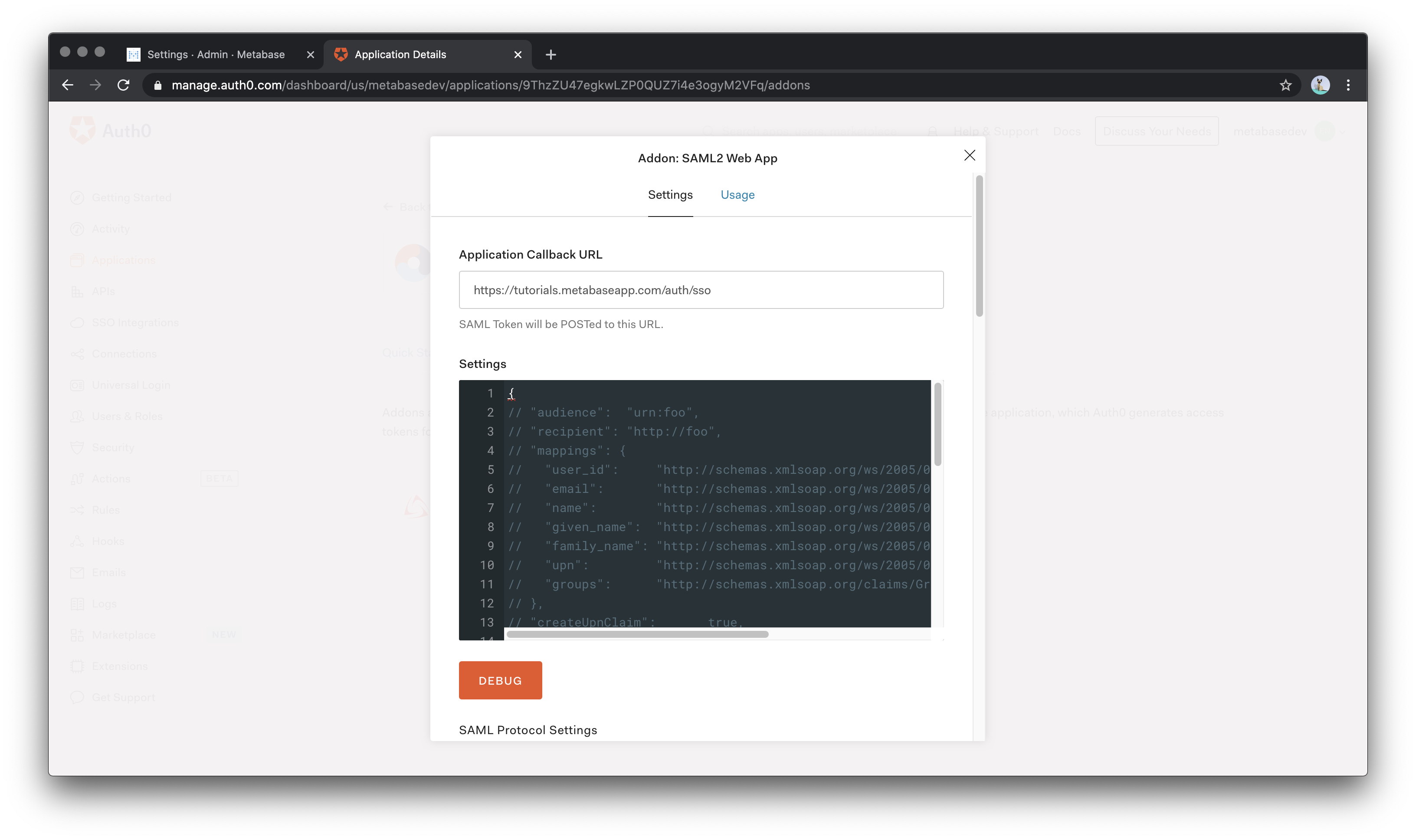 Auth0 SAML Mappings
