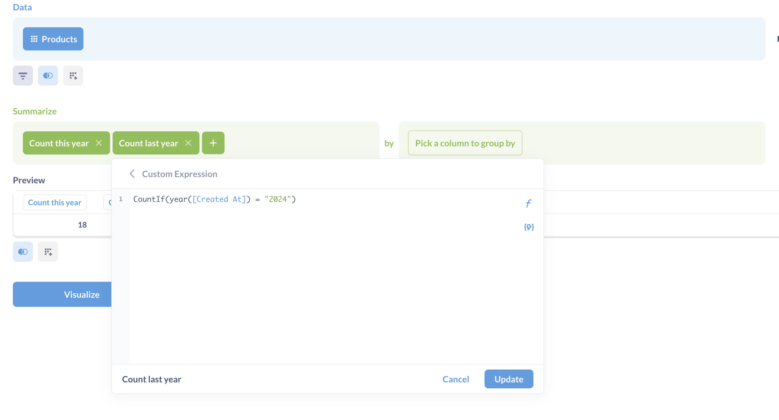 Conditional counts as metric and goal