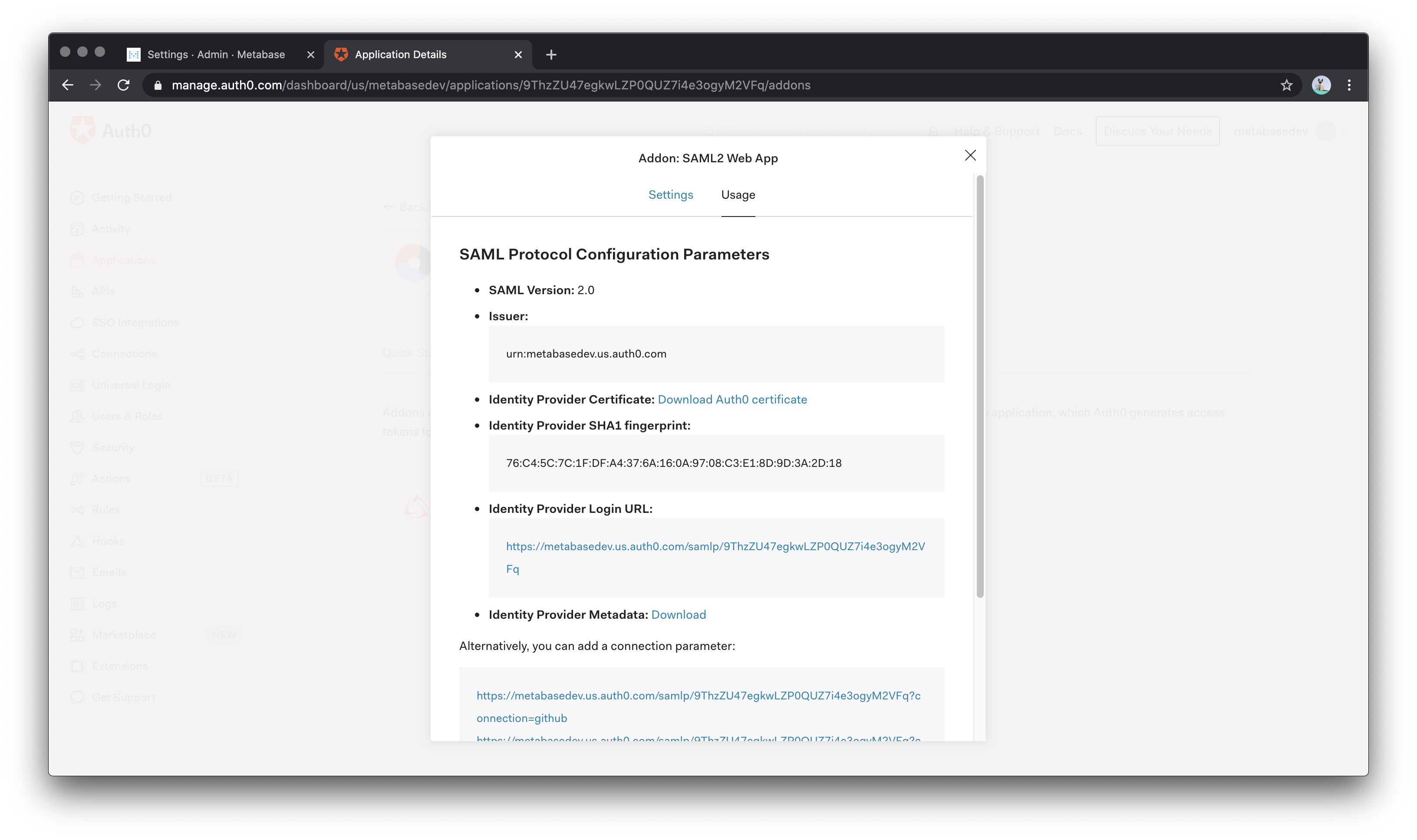 Auth0 SAML usage