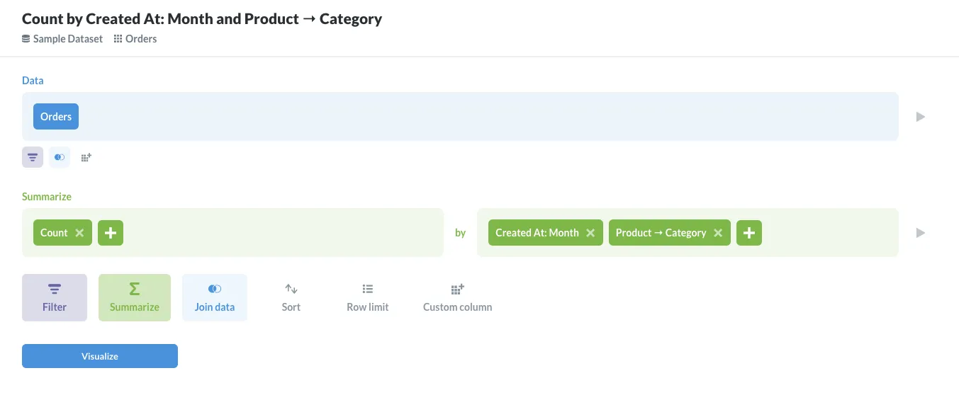 Composing a multi-series question in the notebook editor