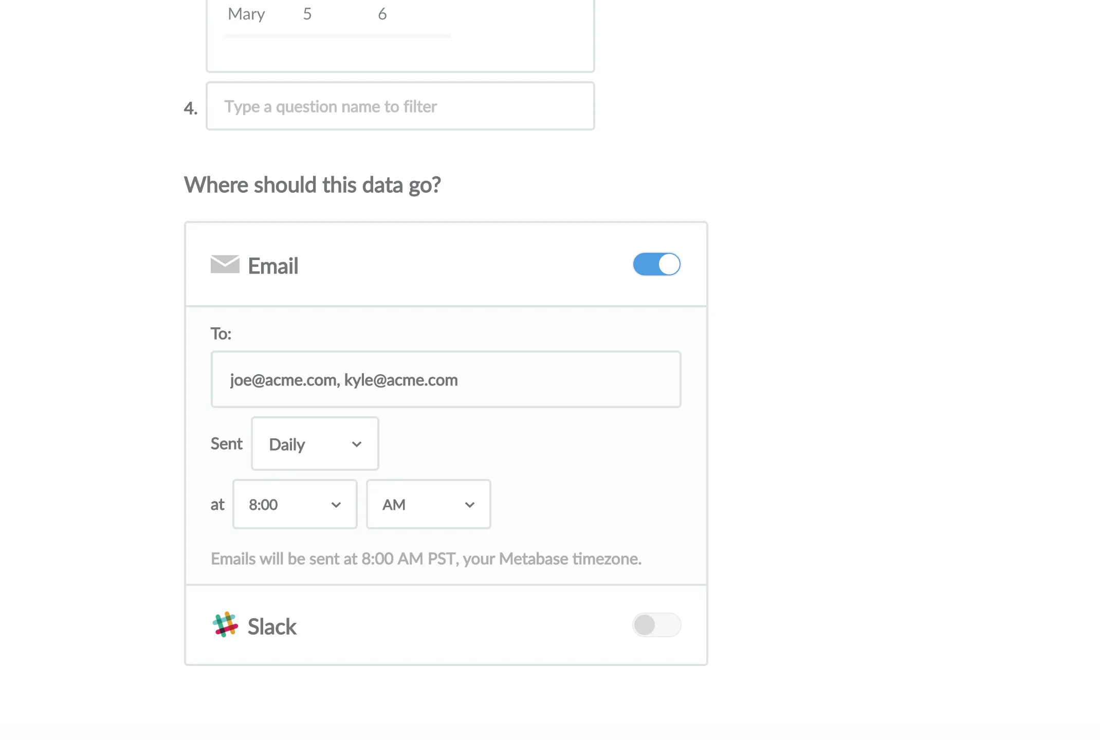 Setting the email schedule