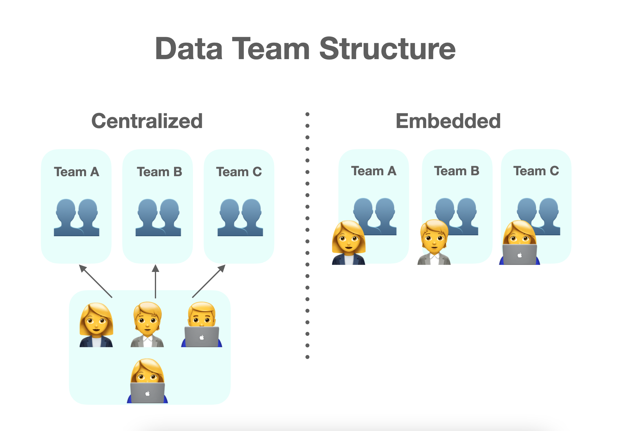 embedded and centralized data team structure