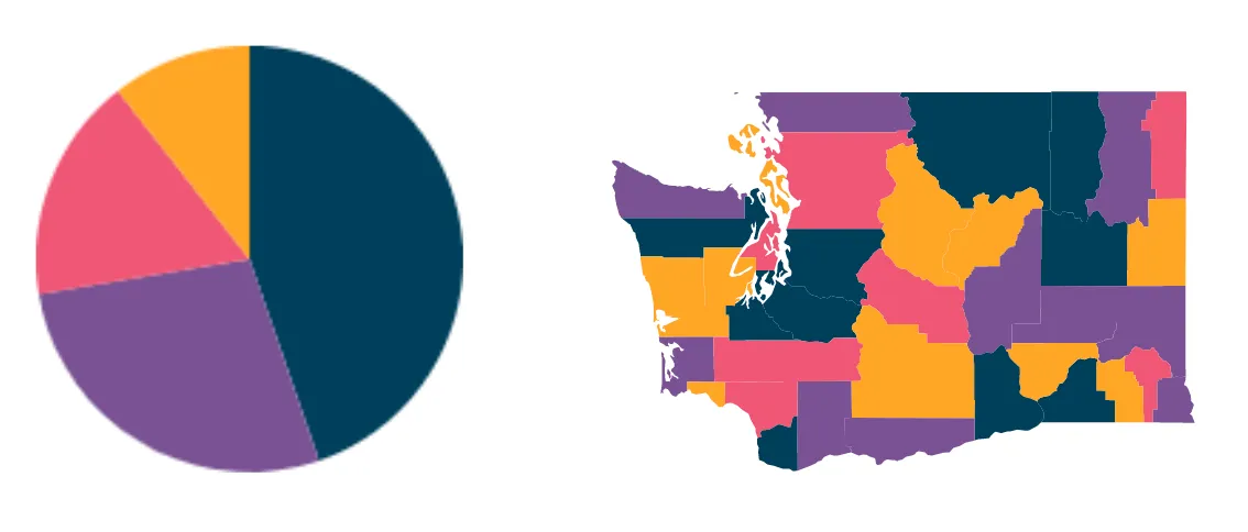 pie chart and map of 