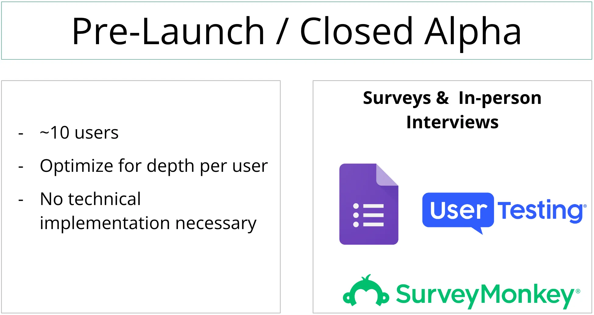 Slide about Pre-launch/Closed Alpha stage