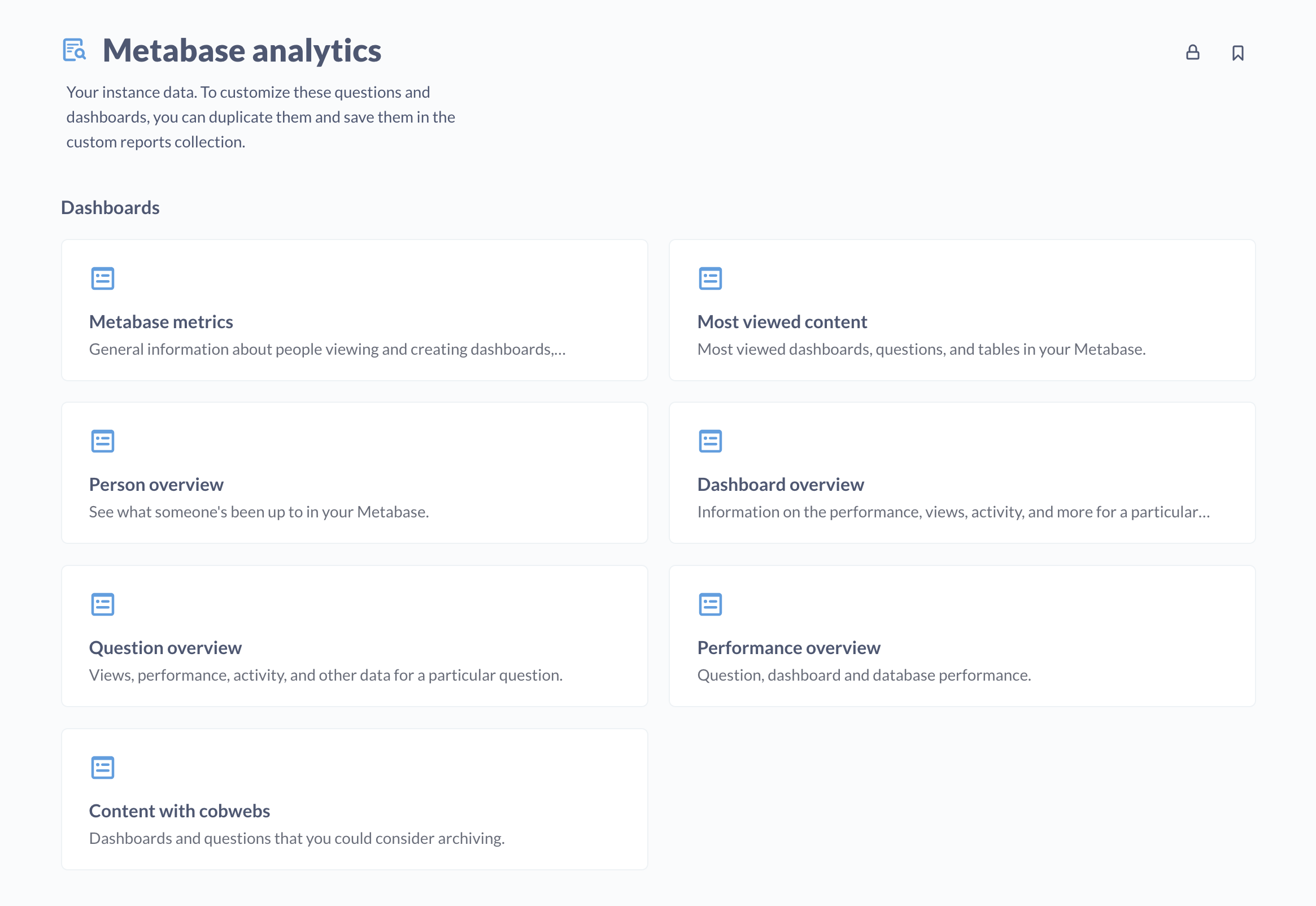 Metabase analytics collection