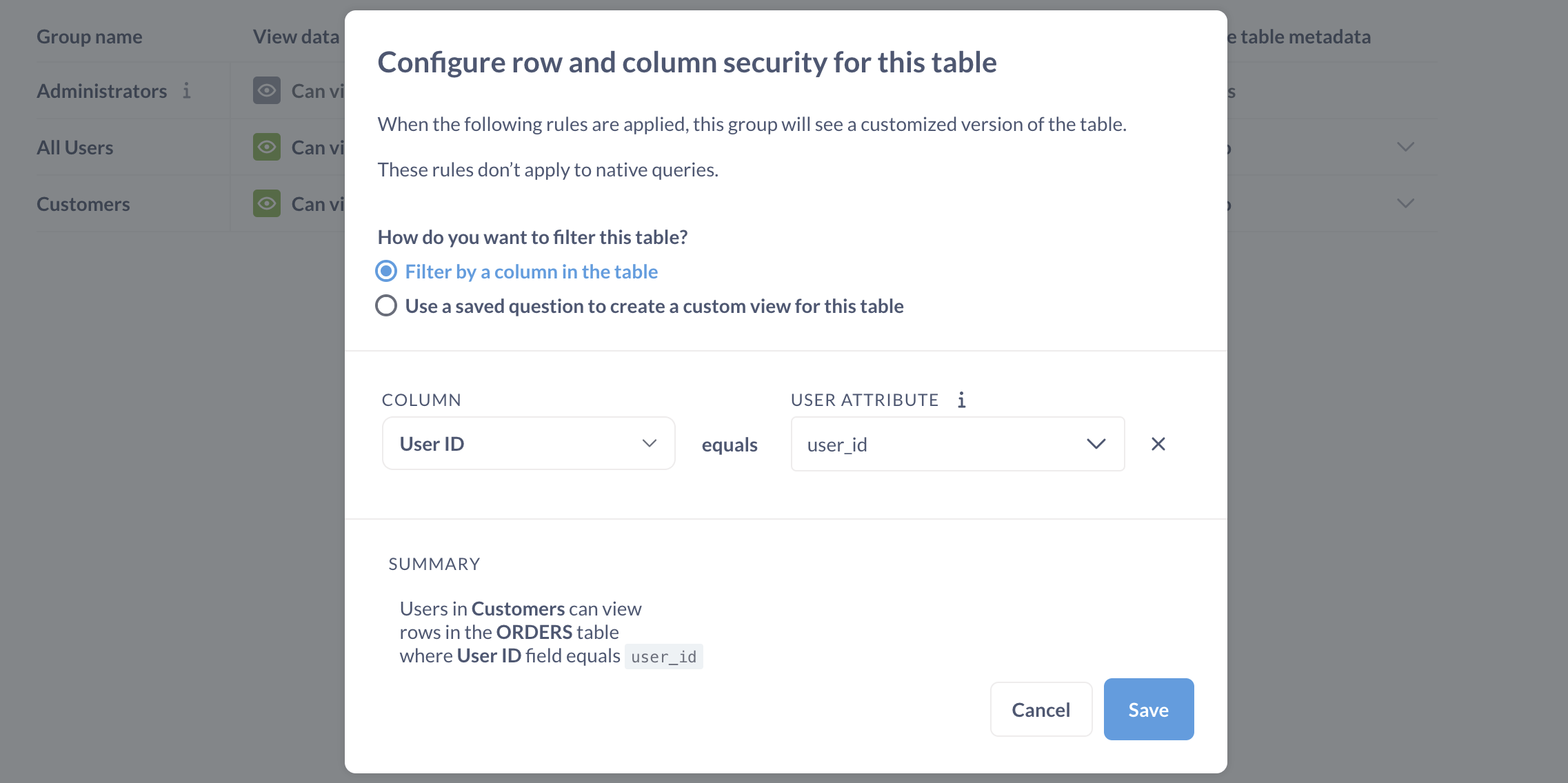 Configure RLS.