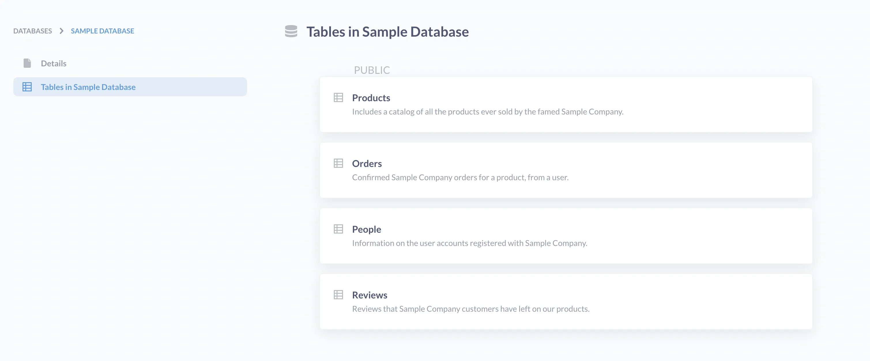 Browse data to explore databases, tables, and fields.